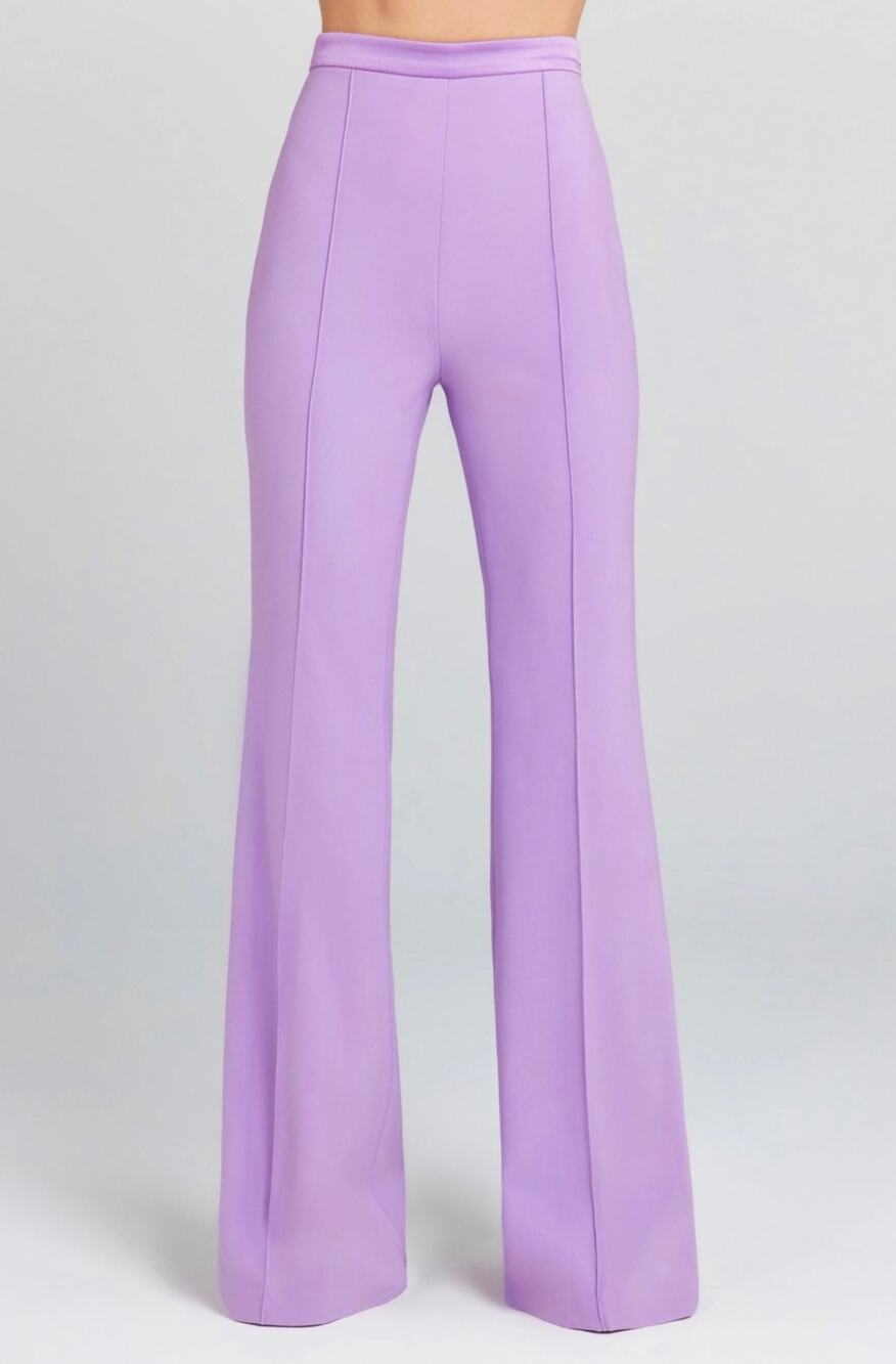 NWT Nadine Merabi Charlotte Lilac Trousers Size 4 High Rise Flare Pants